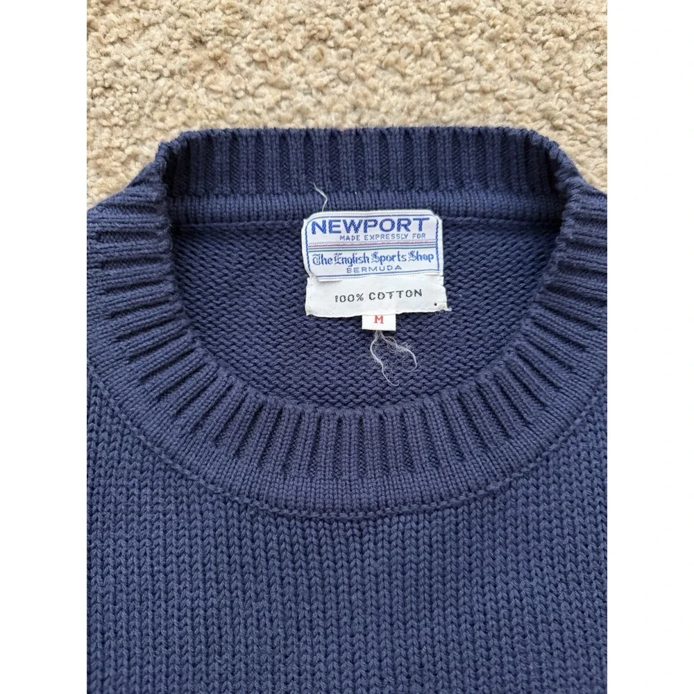 Vintage 90s Newport Bermuda Pullover Knit Mens Sweater Large Navy Sports Shop‎